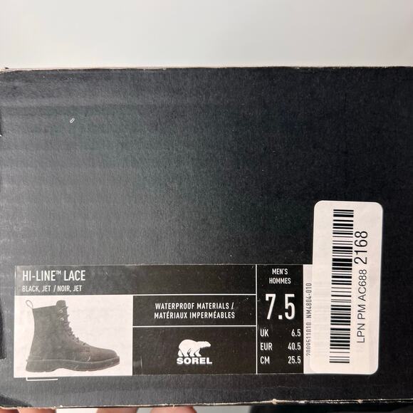 Sorel Hi-Line Lace Up Combat Boot Black Jet NL4804-010 Women's 7.5 NWOB - Picture 11 of 11